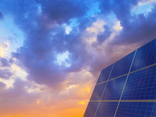 Solar panel with sunset Solar panel with sunset