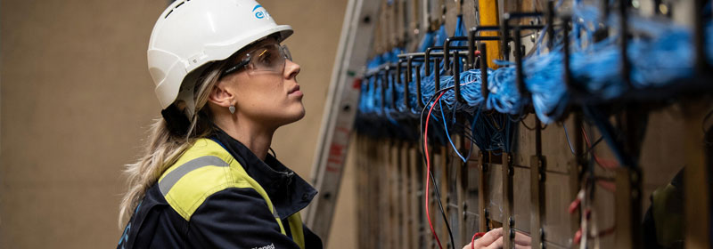 Engineer working on a control panel
