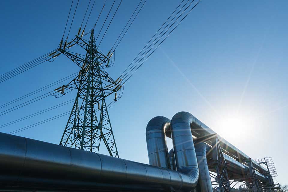 Electric power line and nat gas pipe