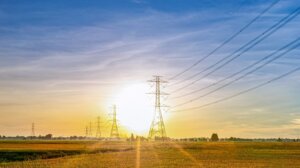 Sunset and transmission lines